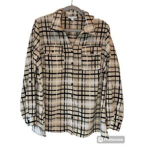 Notations Women's Size 1X Plaid Button Up Shirt 2 Pockets